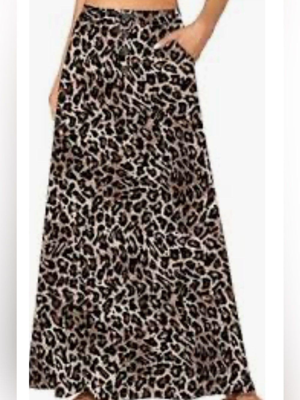 Leopard Print Maxi Skirt - Black & Brown with Front Pockets!